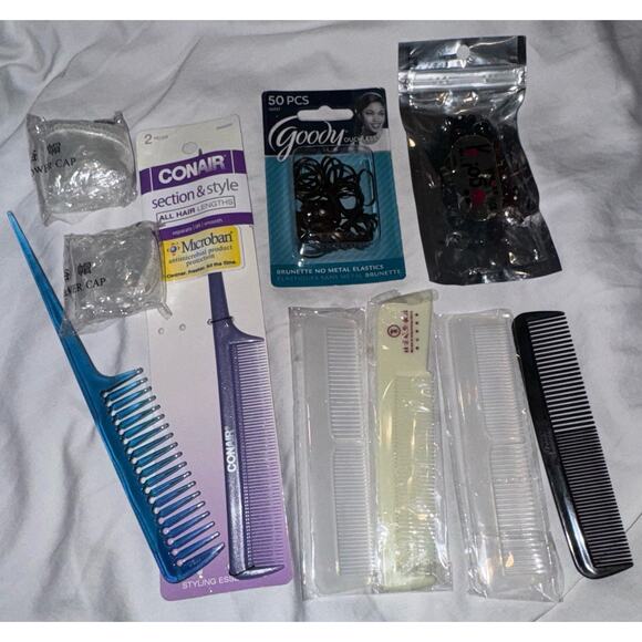 Hair Care and Accessory 10 Pieces Bundle All New Rat Tail Combs, Mini Claws &…. - Picture 1 of 4